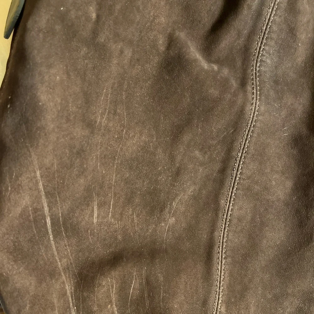 London Fog Brown Suede Leather Hobo Bag